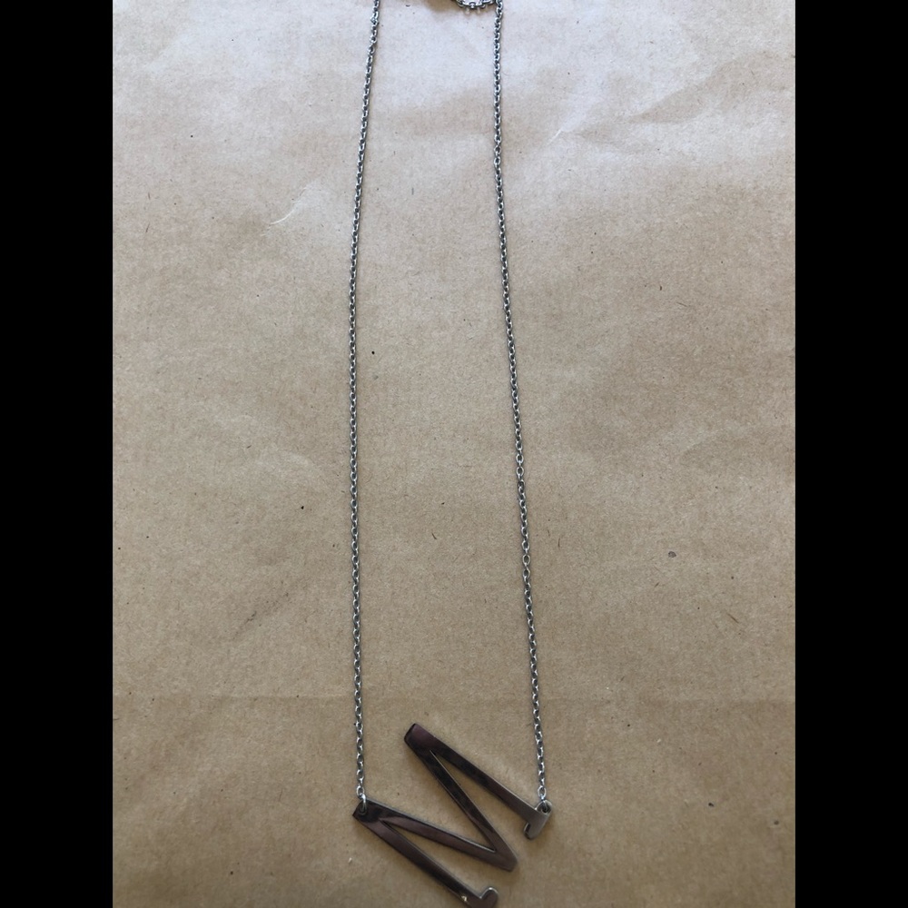 Silver M necklace